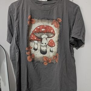 Hot Topic Gray Mushroom Graphic Tee